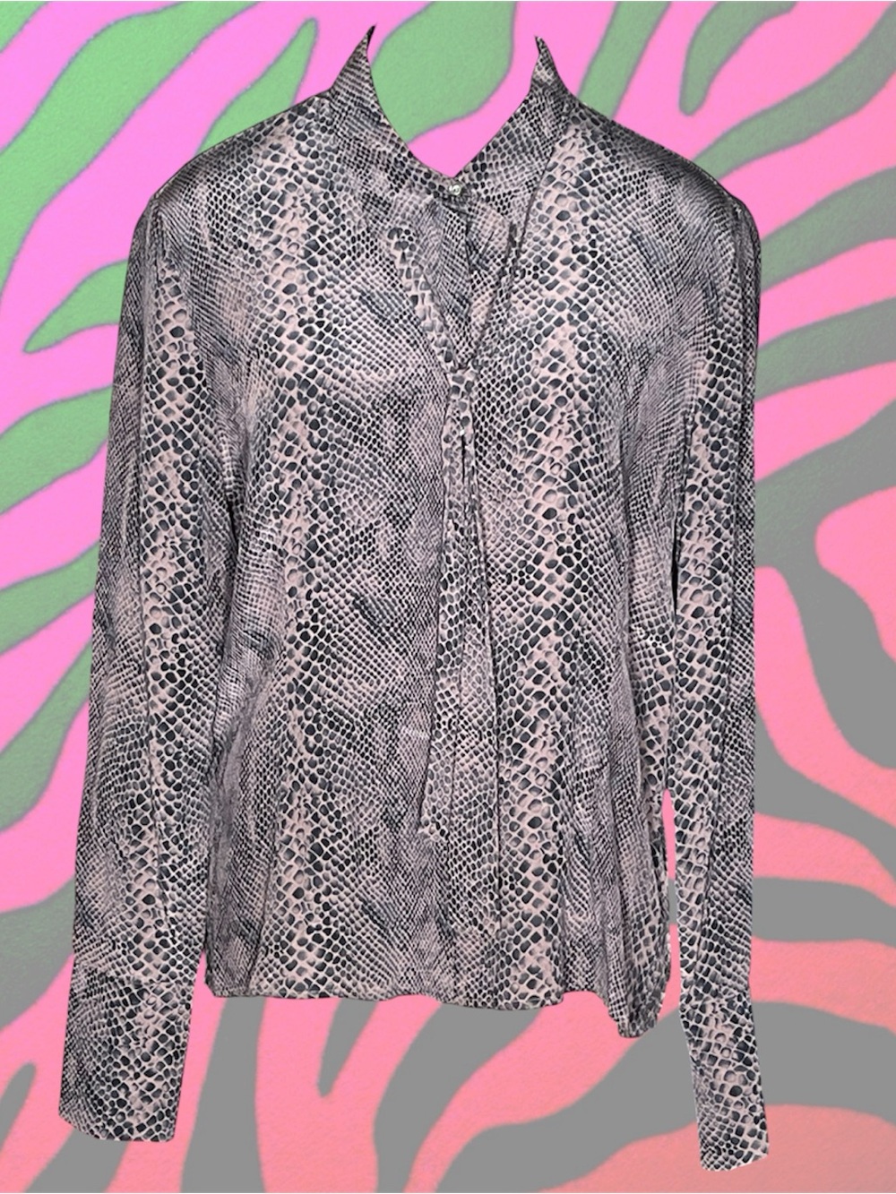 100% silk snakeskin rockstar blouse